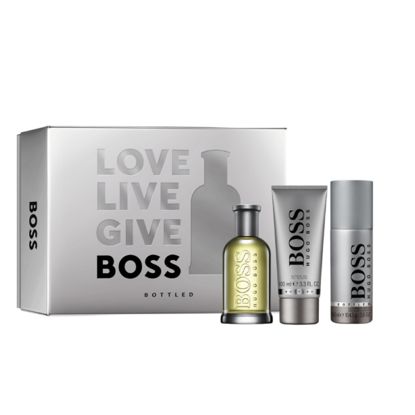 Hugo Boss Bottled zestaw woda toaletowa spray 100ml + dezodorant spray 150ml + żel pod prysznic 100ml