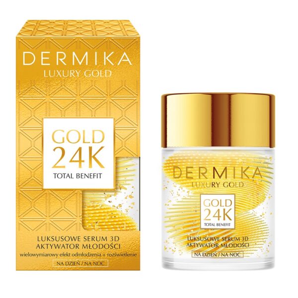 Dermika Luxury Gold 24K Total Benefit luksusowe serum 3D aktywator młodości 60g