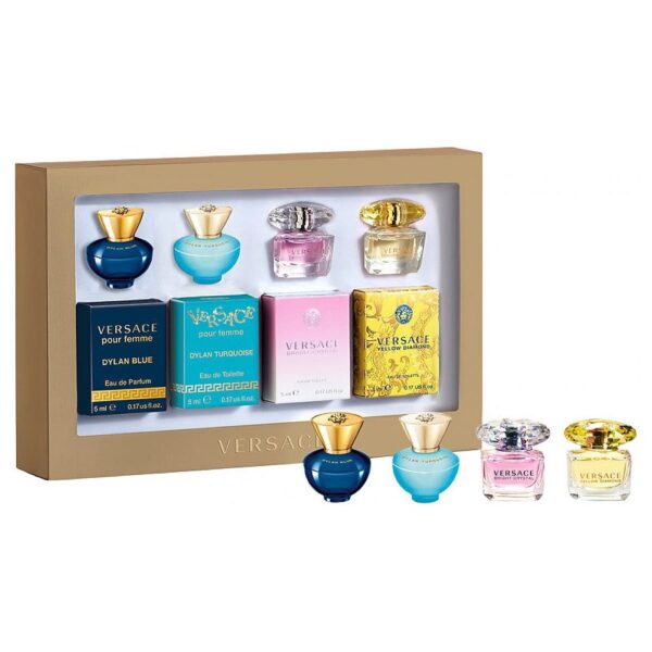 Versace Mini Gift Set zestaw Dylan Blue woda perfumowana 5ml + Dylan Turquoise woda toaletowa 5ml + Bright Crystal woda toaletowa 5ml + Yellow Diamond woda toaletowa 5ml