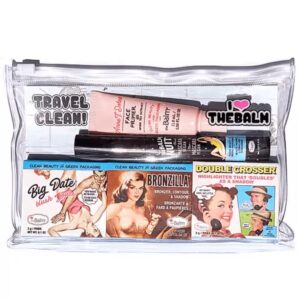 The Balm Clean & Green Travel Kit zestaw baza pod makijaż 11.8ml + róż 3g + bronzer 3g + rozświetlacz 3g + tusz do rzęs 8ml