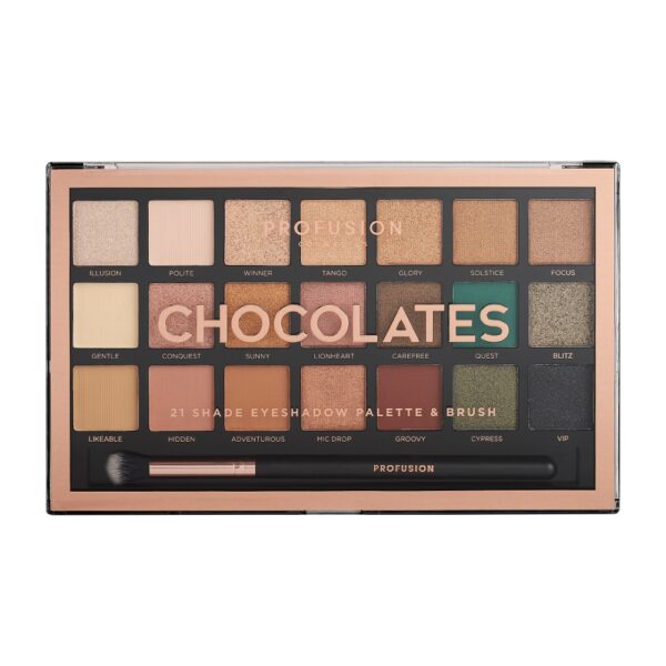 Profusion Chocolates Eyeshadow Palette paleta 21 cieni do powiek z pędzelkiem