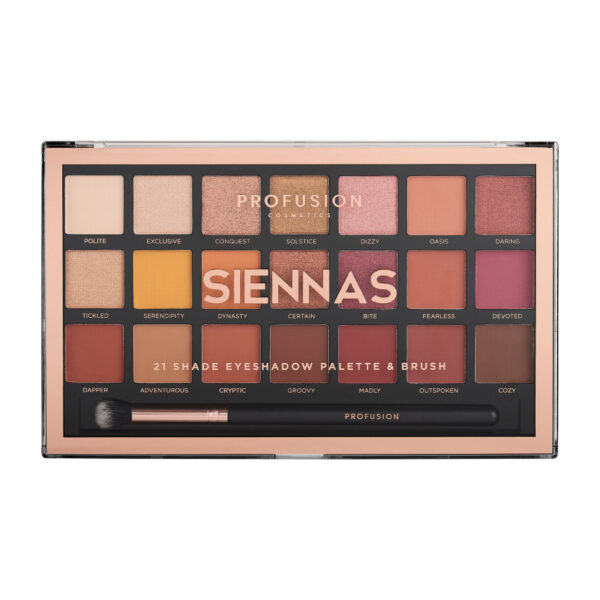 Profusion Siennas Eyeshadow Palette paleta 21 cieni do powiek z pędzelkiem