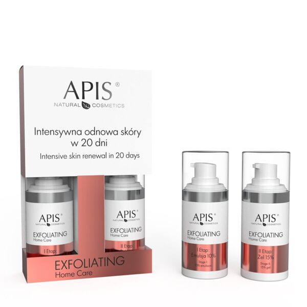 APIS Exfoliating Home Care intensywna odnowa skóry w 20 dni zestaw emulsja 10% 15ml + żel 15% 15ml