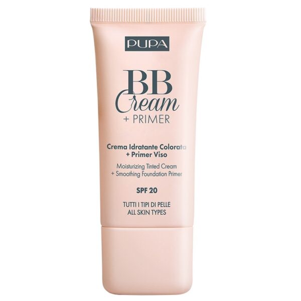 Pupa Milano BB Cream + Primer All Skin Types SPF20 krem BB i baza pod makijaż do wszystkich rodzajów cery 002 Natural 30ml