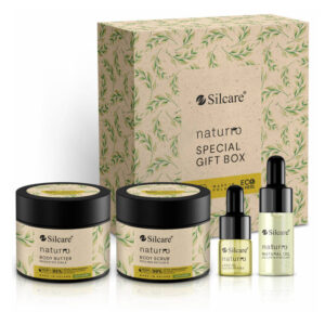 Silcare Naturro Special Gift Box zestaw masło do ciała 300ml + peeling do ciała 300ml + olejek naturalny 11ml + olejek do rzęs 6ml