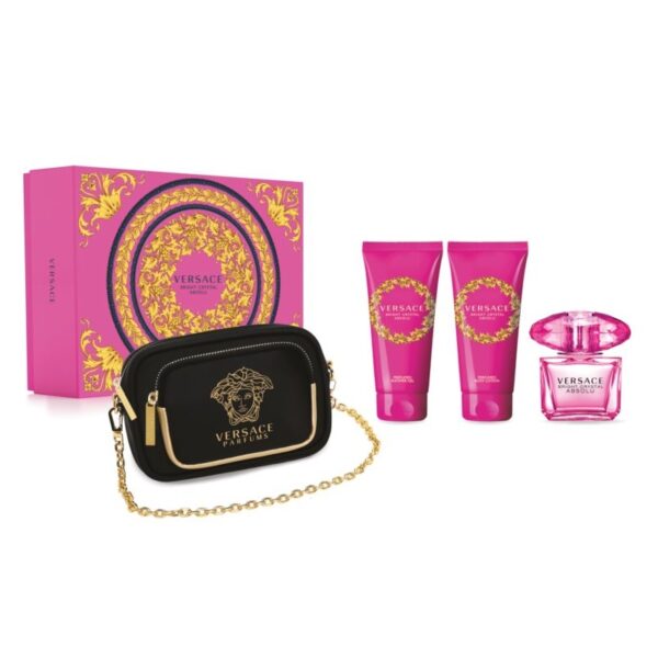 Versace Bright Crystal Absolu zestaw woda perfumowana spray 90ml + balsam do ciała 100ml + żel pod prysznic 100ml + torebka