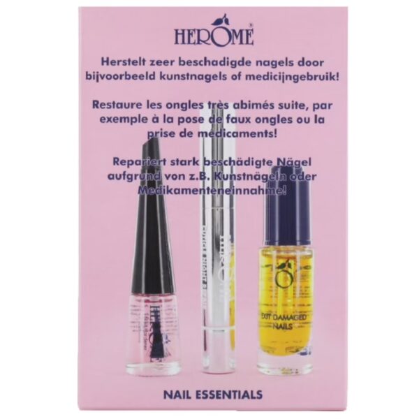 Herome Nail Essentials zestaw odżywka do paznokci 7ml + utwardzacz 4ml + kuracja do skórek 1.3ml