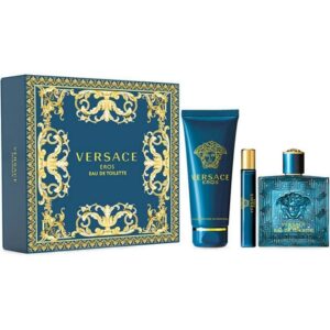 Versace Eros zestaw woda toaletowa spray 100ml + woda toaletowa spray 10ml + żel pod prysznic 150ml