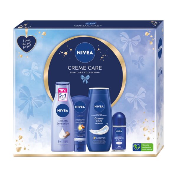 Nivea Creme Care zestaw krem do rąk 100ml + żel pod prysznic 250ml + antyperspirant roll-on 50ml + wygładzające mleczko do ciała 250ml