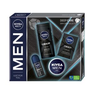 Nivea Men Deep Care zestaw antyperspirant roll-on 50ml + krem uniwersalny 75ml + żel pod prysznic 250ml + antybakteryjna woda po goleniu 100ml