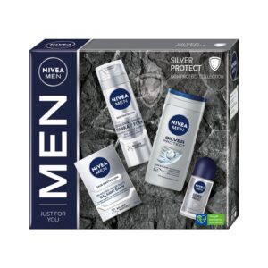 Nivea Men Silver Protect zestaw pianka do golenia 200ml + balsam po goleniu 100ml + antyperspirant roll-on 50ml + żel pod prysznic 250ml