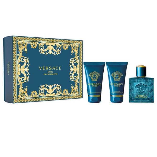 Versace Eros zestaw woda toaletowa spray 50ml + balsam po goleniu 50ml + żel pod prysznic 50ml