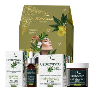 UZDROVISCO CBD zestaw całodniowy krem nawilżająco-naprawczy 50ml + roślinnie aktywne serum nawilżająco-naprawcze 30ml