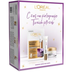 L'Oreal Paris Ekspert Wieku 60+ zestaw odbudowujący krem na dzień 50ml + odbudowująco-nawilżająca maska w płachcie 30g + odbudowujący krem pod oczy 15ml