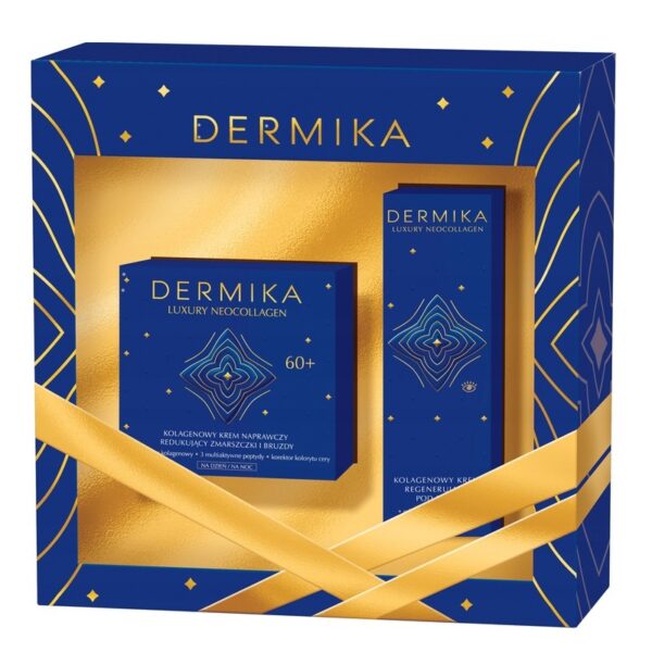 Dermika Luxury Neocollagen zestaw kolagenowy krem naprawczy 50ml + kolagenowy krem regenerujący pod oczy 15ml