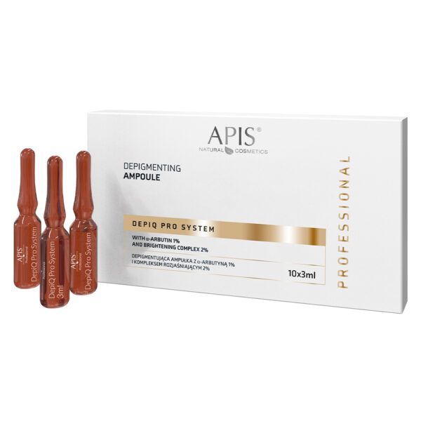 APIS Depiq Pro System depigmentująca ampułka z α-arbutyną 1% i kompleksem rozjaśniającym 2% 10x3ml