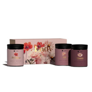 HiSkin Lady Flowers zestaw sól do kąpieli 200ml + peeling do ciała 200ml + masło do ciała 200ml