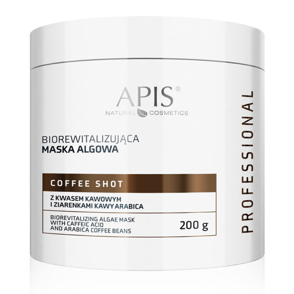 APIS Coffee Shot biorewitalizująca maska algowa z kwasem kawowym i ziarenkami kawy arabica 200g