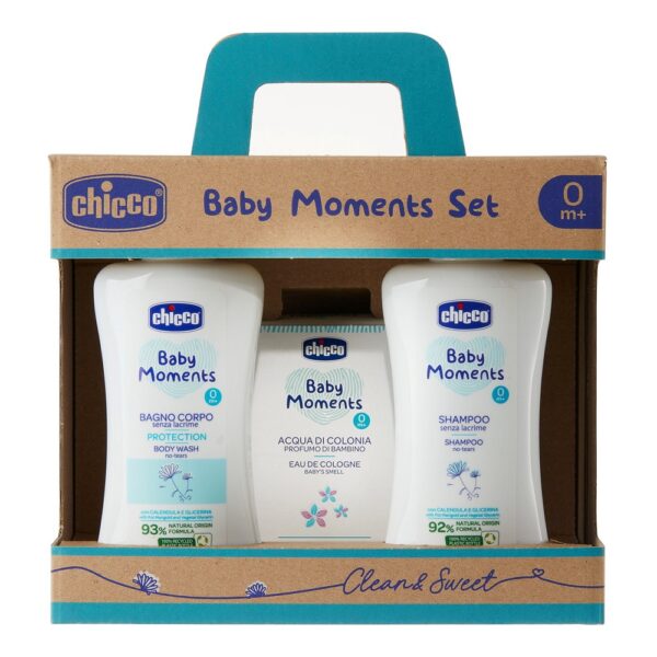 Chicco Baby Moments zestaw płyn do kąpieli 200ml + szampon 200ml + woda toaletowa 100ml