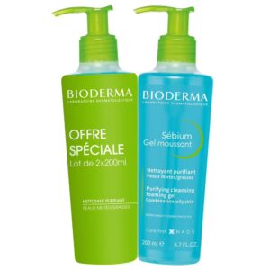 Bioderma Sebium Gel Moussant antybakteryjny żel do mycia twarzy do cery tłustej i mieszanej 2x200ml