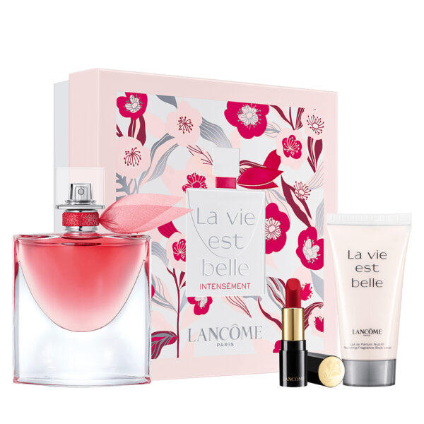 Lancome La Vie Est Belle Intensement zestaw woda perfumowana spray 50ml + balsam do ciała 50ml + Absolu Rouge Matte mini pomadka do ust 378