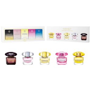 Versace Miniatures Collection zestaw Crystal Noir woda toaletowa 5ml + Bright Crystal woda toaletowa 5ml + Yellow Diamond woda toaletowa 5ml + Bright Crystal Absolu woda perfumowana 5ml + Yellow Diamond Intense woda perfumowana 5ml