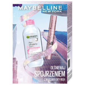 Maybelline Zestaw Lash Sensational Sky High wydłużający tusz do rzęs Black 7.2ml + Garnier płyn micelarny 3w1 400ml