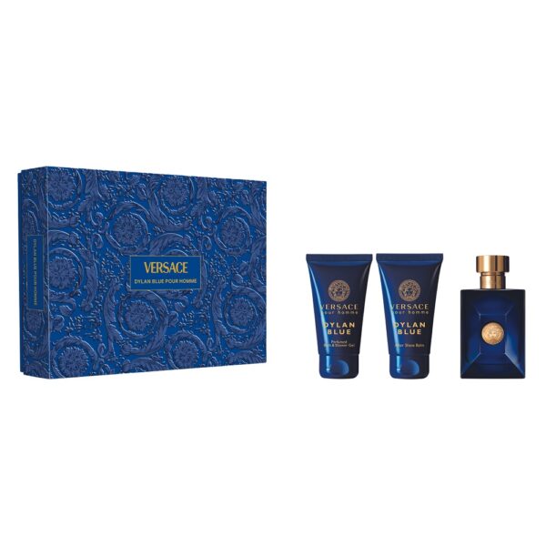 Versace Pour Homme Dylan Blue zestaw woda toaletowa spray 50ml + balsam po goleniu 50ml + żel pod prysznic 50ml