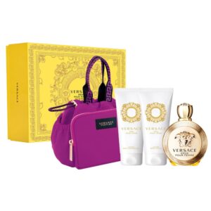 Versace Eros Pour Femme zestaw woda perfumowana spray 100ml + żel pod prysznic 100ml + balsam do ciała 100ml + torba kosmetyczna