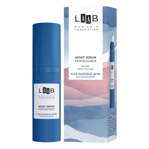 LAAB AM:PM night serum eksfoliujące 0.1% glycolic acid encapsulated 30ml