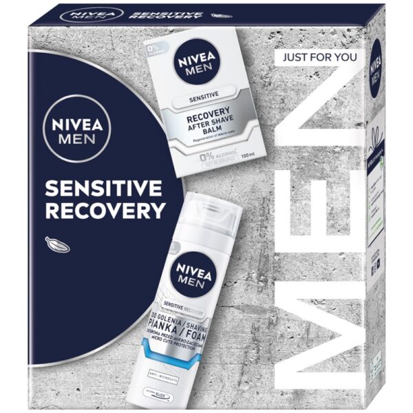 Nivea Men Sensitive Recovery zestaw balsam po goleniu 100ml + pianka do golenia 200ml